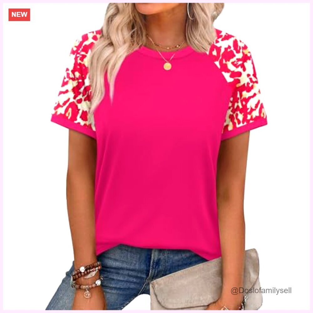 Color Block Raglan Short Sleeve Tee Casual Chic Spring Summer Vacation Outfit - Picture 2 of 7